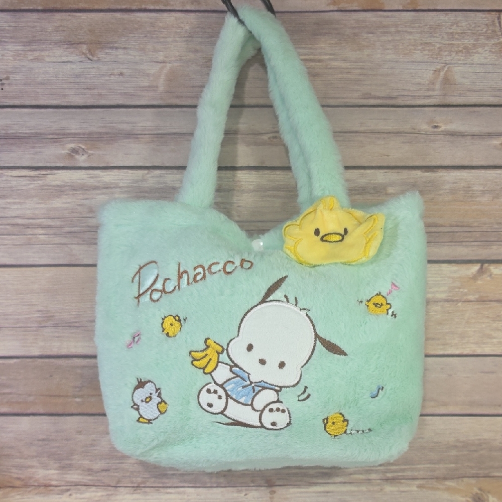 Pochacco Plush Tote Bag in Mint Green
